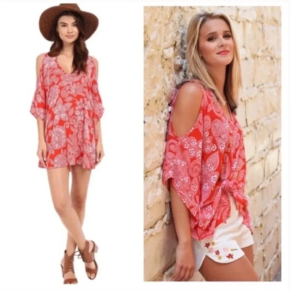 Show Me Your Mumu Red Peta Boo Tunic Top Mini Dress - Picture 1 of 6